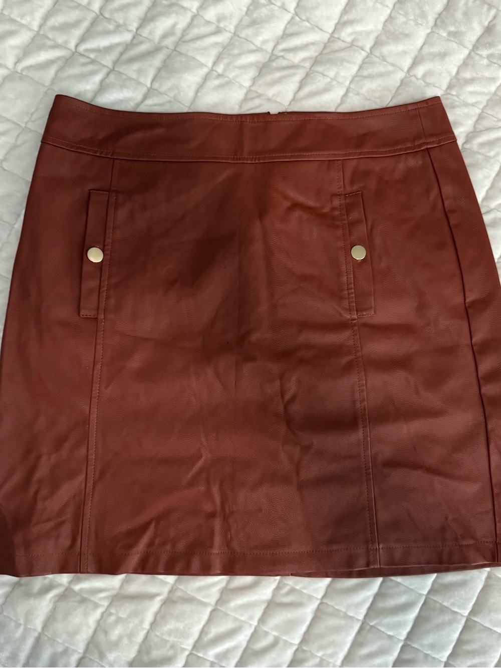 LOFT Faux Leather Mini Skirt in Burnt Orange